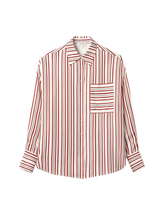 Foto van product Lilysilk Blouse 'Oversize gestreiftes Seidenhemd' rood