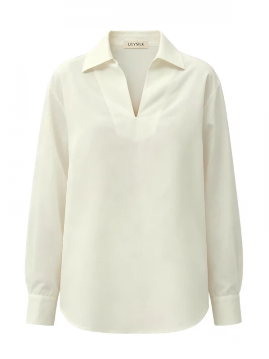 Foto van product Lilysilk Blouse 'Oversize Hemd aus Seiden-Leinen-Mischung' wit