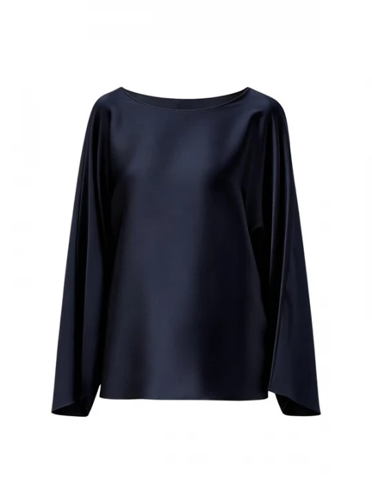 Foto van product Lilysilk Blouse 'Rundhals Double-Faced Seide Bluse' blauw