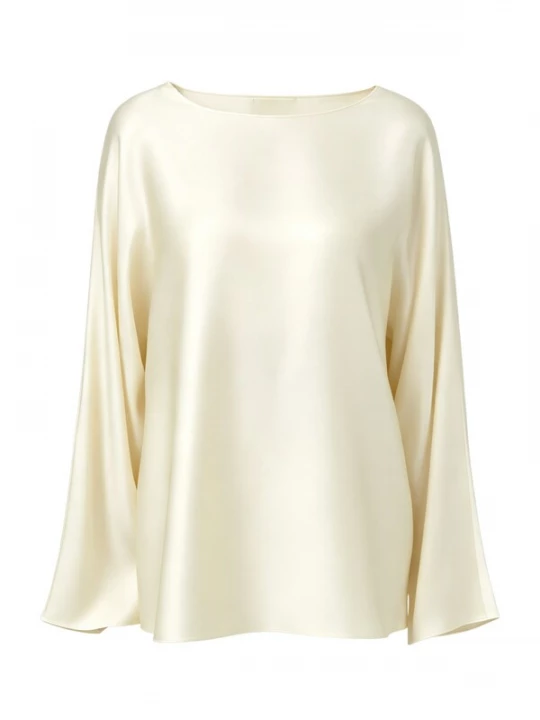 Foto van product Lilysilk Blouse 'Rundhals Double-Faced Seide Bluse' wit