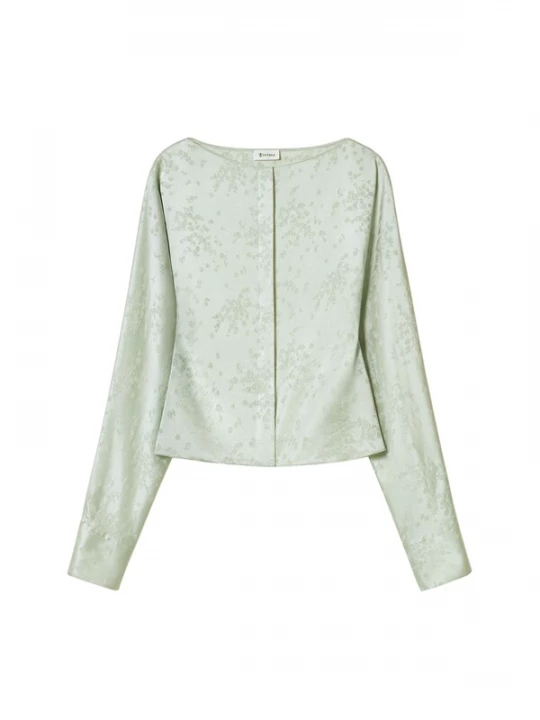 Foto van product Lilysilk Blouse 'Sakura Jacquardbluse aus Seide' groen