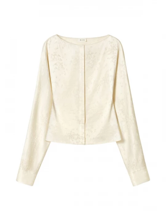 Foto van product Lilysilk Blouse 'Sakura Jacquardbluse aus Seide' wit