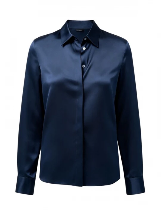 Foto van product Lilysilk Blouse 'Satiniertes Seide Hemd' blauw