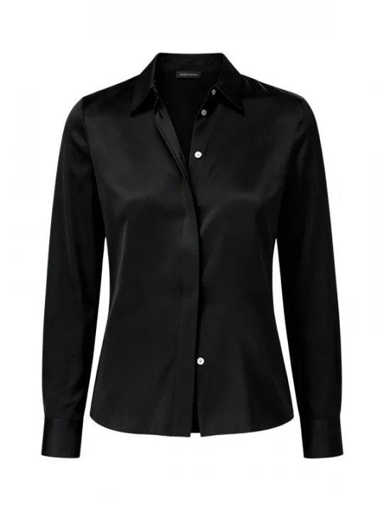 Foto van product Lilysilk Blouse 'Satiniertes Seide Hemd' zwart