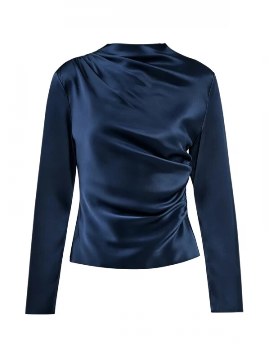 Foto van product Lilysilk Blouse 'Schräg-Gewellte Seide Bluse' blauw