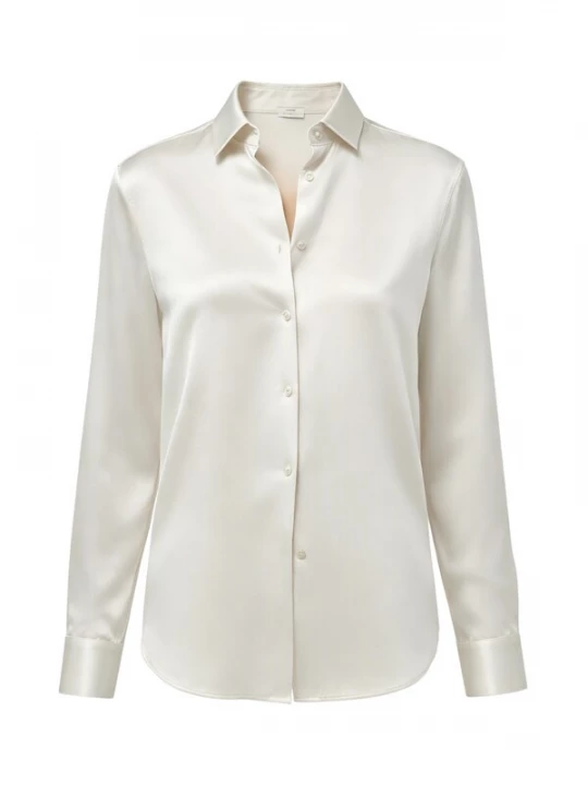 Foto van product Lilysilk Blouse 'Seide Hemd mit Breitem Kragen' grijs