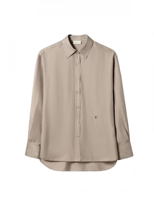 Foto van product Lilysilk Blouse 'Seide Hemd mit Nadelstreifen' kastanjebruin