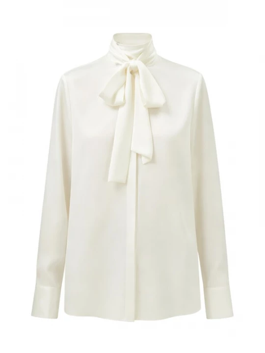 Foto van product Lilysilk Blouse 'Seidenbluse Mit Fliege' wit