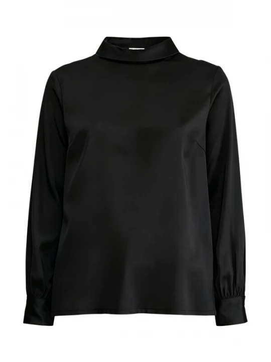 Foto van product Lilysilk Blouse 'Seidenbluse mit Stehkragen und Langen Ärmeln' zwart