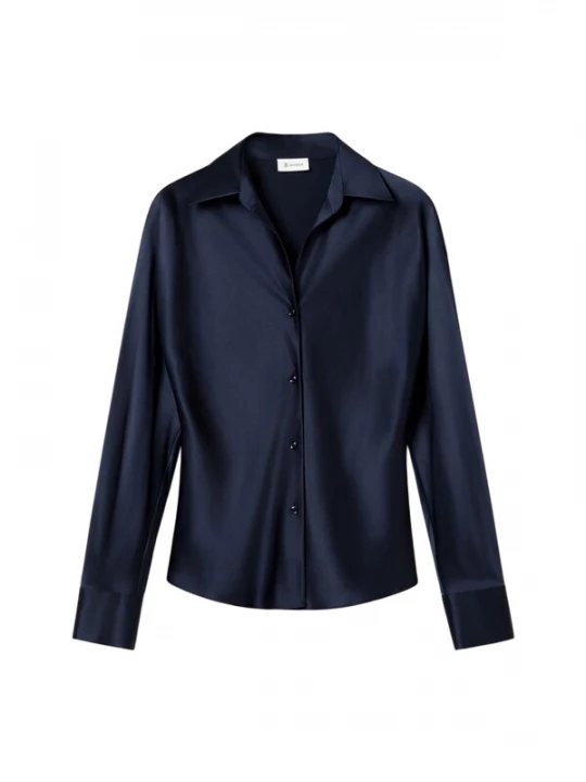 Foto van product Lilysilk Blouse 'Seidenhemd im Schrägschnitt' blauw