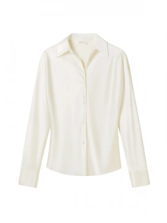 Foto van product Lilysilk Blouse 'Seidenhemd im Schrägschnitt' wit