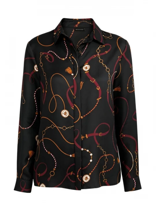 Foto van product Lilysilk Blouse 'Seidenhemd mit Louisville-Druck' zwart