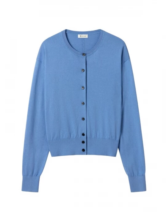 Foto van product Lilysilk Gebreid vest 'Rundhals-Cardigan aus Seiden-Kaschmir-Mix' blauw