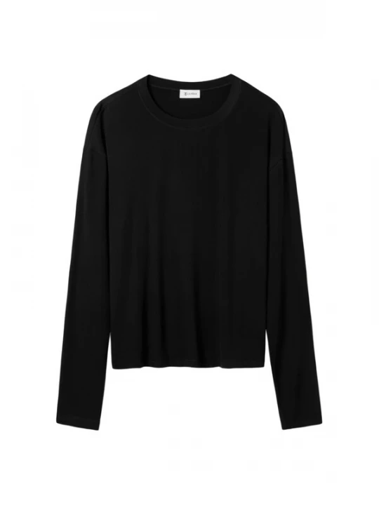 Foto van product Lilysilk Shirt 'Seide Breeze Jersey Entspanntes Lounge Top' zwart