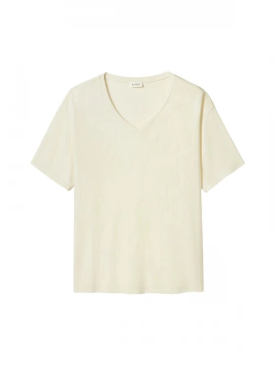 Foto van product Lilysilk Shirt 'Seide Breeze Jersey V-Ausschnitt Basic T-Shirt' wit