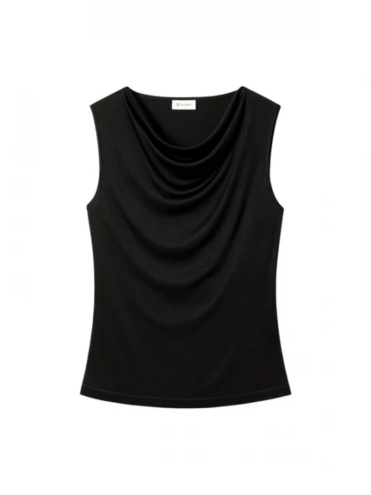 Foto van product Lilysilk Top 'Seidenjersey Ärmelloses Top mit Wasserfallausschnitt' zwart