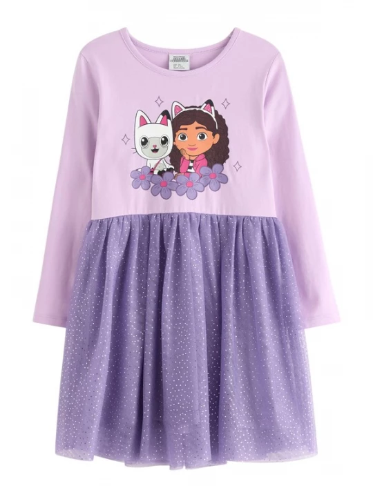 Foto van product Lindex Jurk 'Gabbys Dollhouse' donkerbruin / sering / lichtlila / pink
