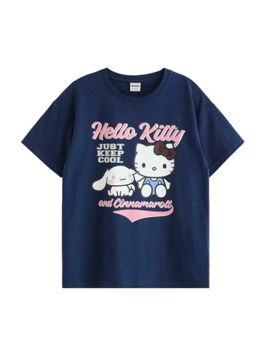 Foto van product Lindex Shirt 'Hello Kitty' navy / pink / donkerrood / wit
