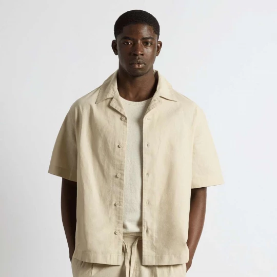 Foto van product Linen Blend Short Sleeve Shirt Burocs beżowy