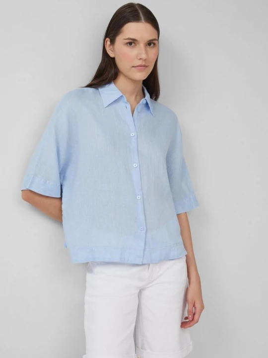Foto van product Linnen blouse met korte mouwen in een relaxte pasvorm s.Oliver blauw