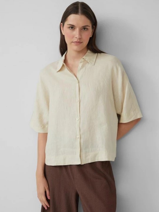 Foto van product Linnen blouse met korte mouwen in een relaxte pasvorm s.Oliver crème