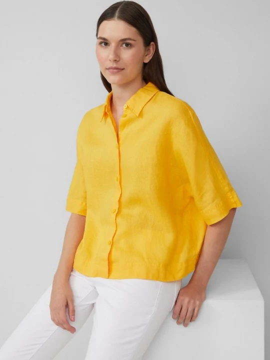Foto van product Linnen blouse met korte mouwen in een relaxte pasvorm s.Oliver geel