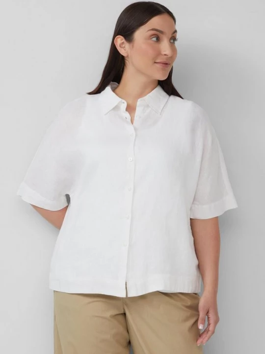 Foto van product Linnen blouse met korte mouwen in een relaxte pasvorm s.Oliver wit