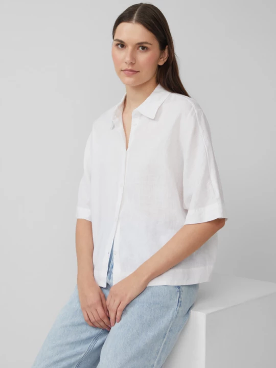 Foto van product Linnen blouse met korte mouwen in een relaxte pasvorm s.Oliver wit