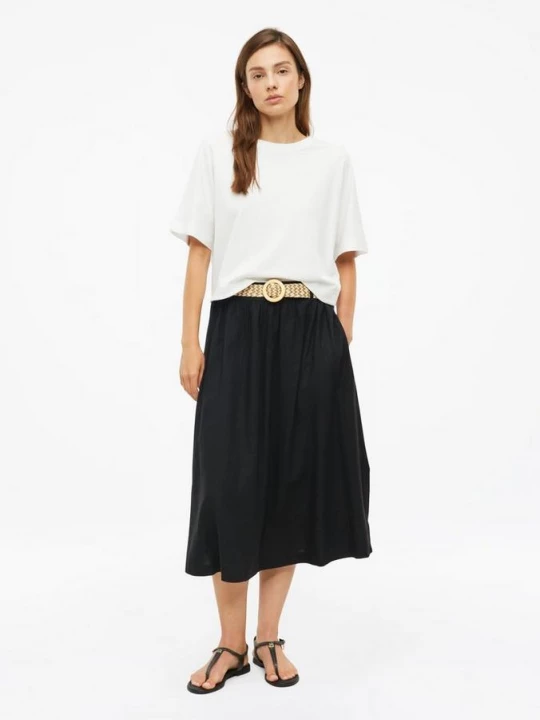 Foto van product Linnen mix midirok met ceintuur s.Oliver zwart
