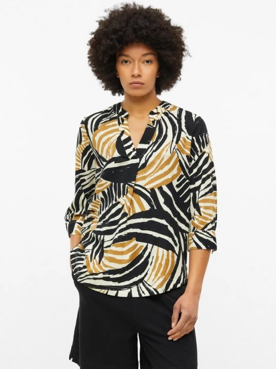 Foto van product Linnenmix blouse met omslag s.Oliver niebieski
