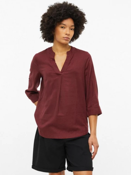 Foto van product Linnenmix blouse met omslag s.Oliver rood