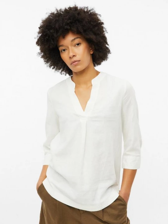 Foto van product Linnenmix blouse met omslag s.Oliver wit