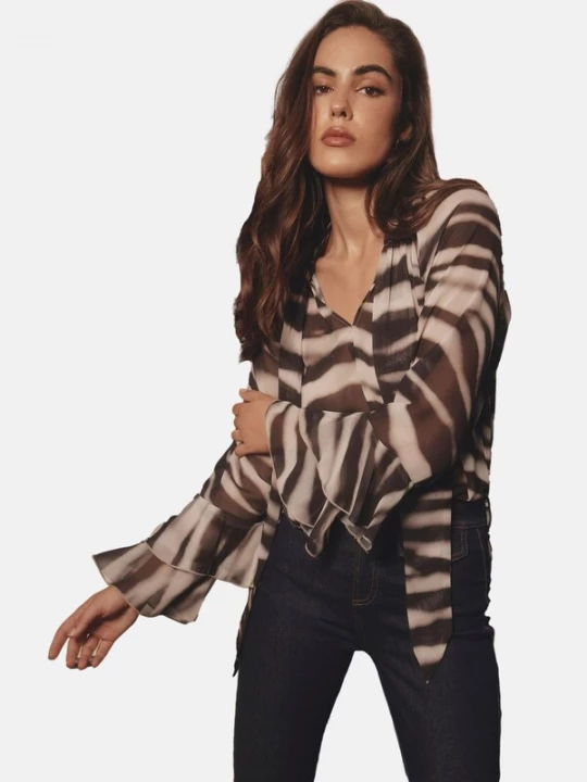 Foto van product Lipsy Blouse beige / donkerbruin