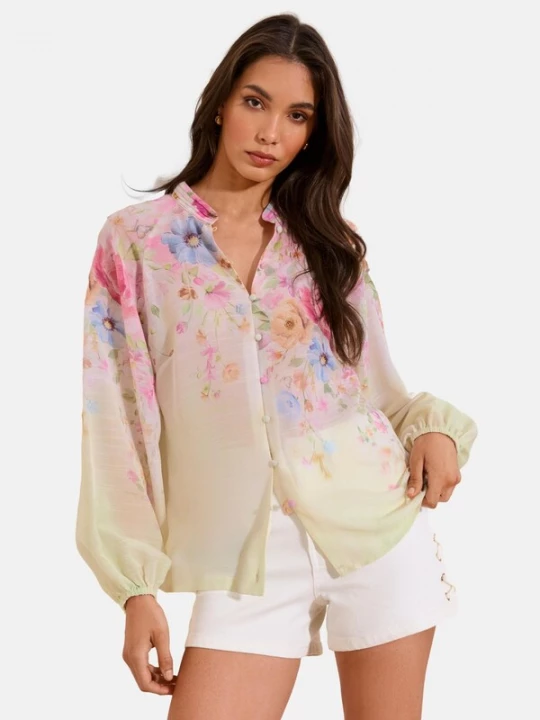 Foto van product Lipsy Blouse lichtblauw / pasteelgeel / abrikoos / rosa
