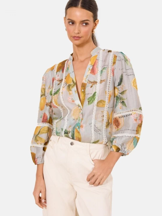 Foto van product Lipsy Blouse pastelblauw / honing / groen / olijfgroen