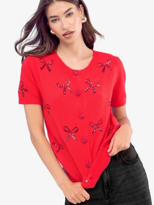 Foto van product Lipsy Gebreid vest 'Christmas' knalrood