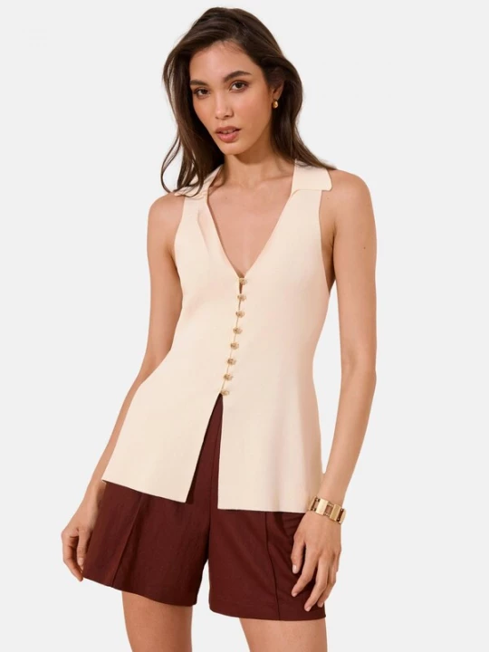 Foto van product Lipsy Gebreide bodywarmer lichtbeige