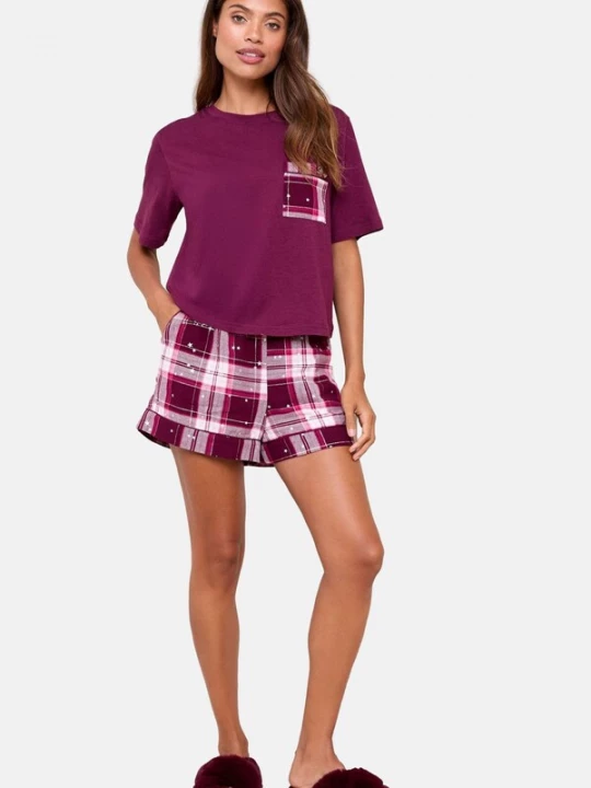 Foto van product Lipsy Korte pyjama wijnrood / wit