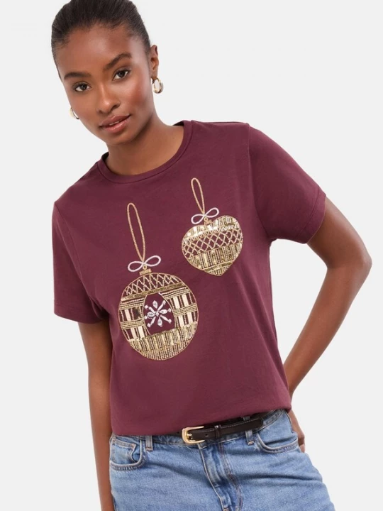 Foto van product Lipsy Shirt goud / bourgogne / zilver