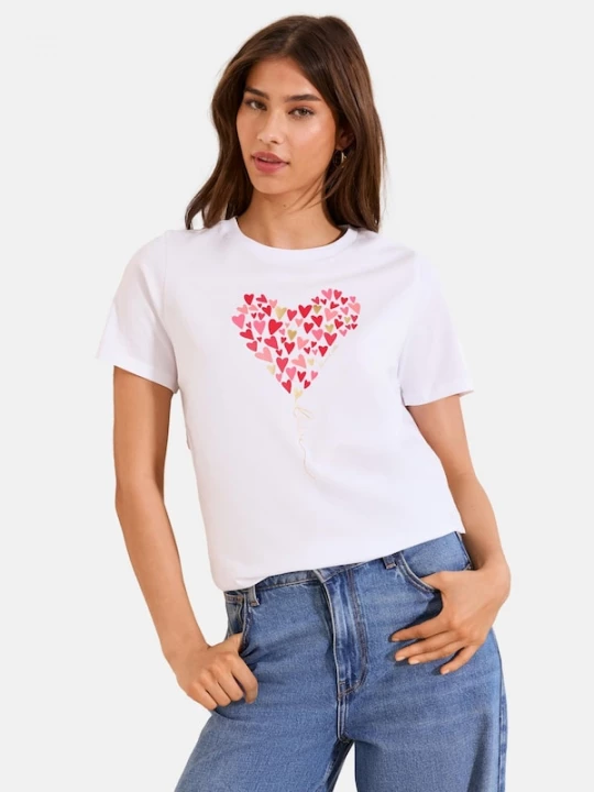 Foto van product Lipsy Shirt 'Wear It With Love' goud / rosa / rood / wit
