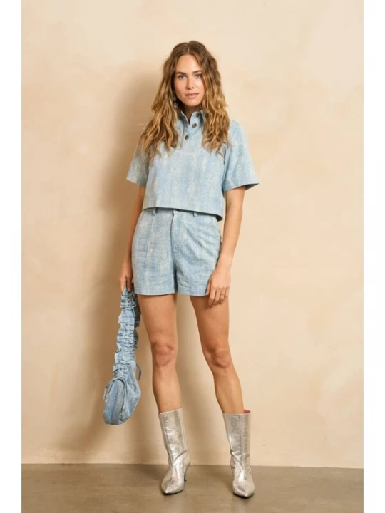 Foto van product LOFTY MANNER Broek 'RD305 - Short Veira' lichtblauw