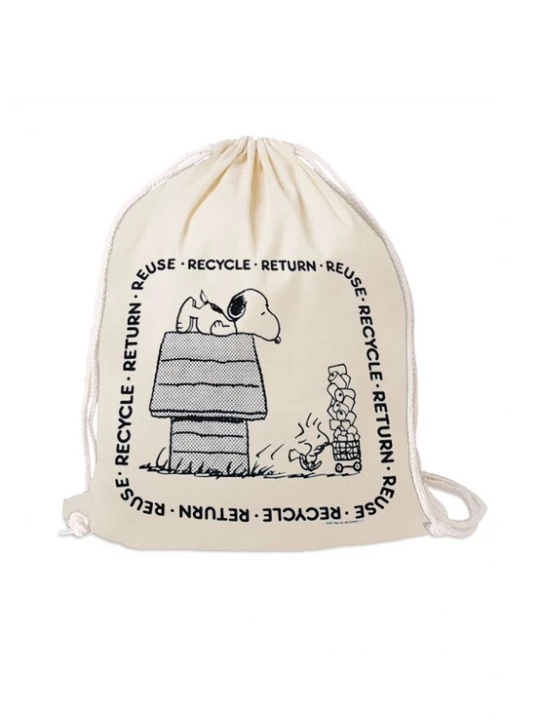 Foto van product LOGOSHIRT Gymtas 'Peanuts - Reuse, Recycle, Return' ecru