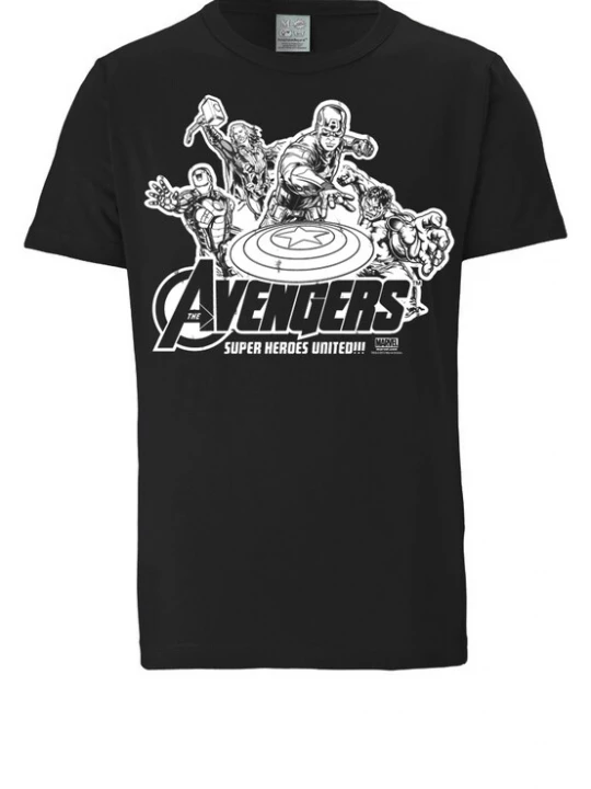 Foto van product LOGOSHIRT Shirt 'Avengers' zwart / wit