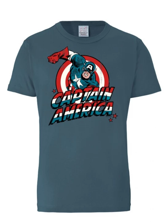 Foto van product LOGOSHIRT Shirt 'Captain America' duifblauw / rood / zwart / wit