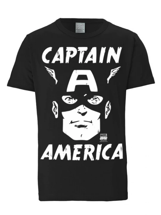 Foto van product LOGOSHIRT Shirt 'Captain America - Marvel' zwart / wit