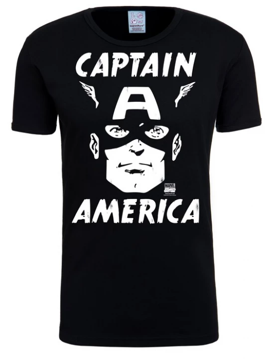 Foto van product LOGOSHIRT Shirt 'Captain America' zwart / wit