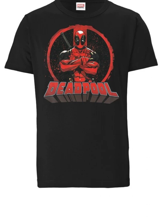 Foto van product LOGOSHIRT Shirt 'Deadpool' antraciet / bloedrood / zwart