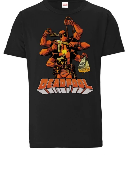 Foto van product LOGOSHIRT Shirt 'Deadpool' geel / oranje / zwart / wit