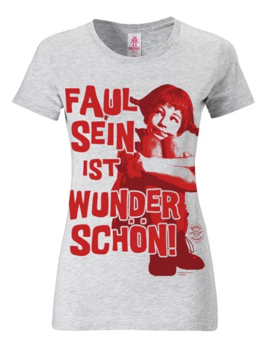 Foto van product LOGOSHIRT Shirt 'Faul sein ist wunderschön' lichtgrijs / rood