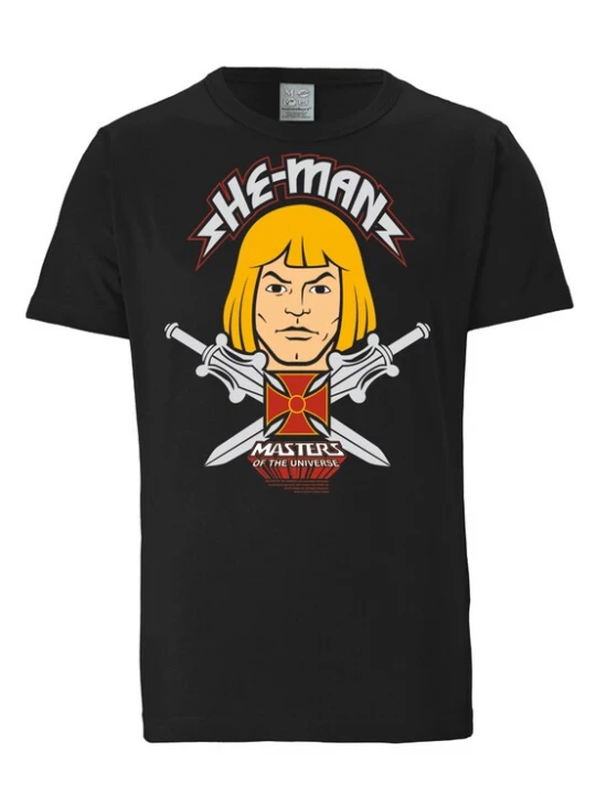 Foto van product LOGOSHIRT Shirt 'He-Man - Face' honing / rood / zwart / wit